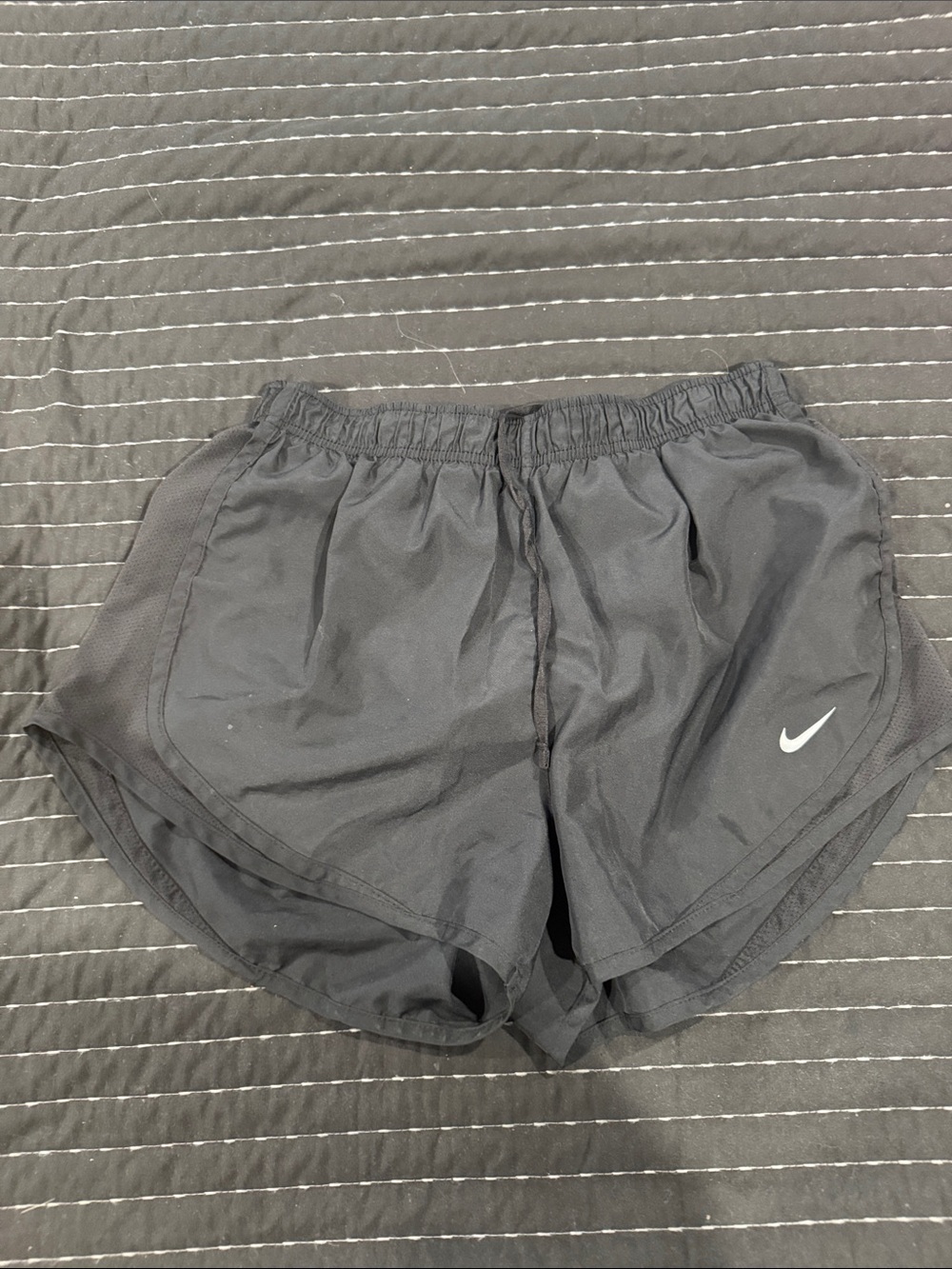 Nike Women's Black Athletic Running Shorts with White Swoosh